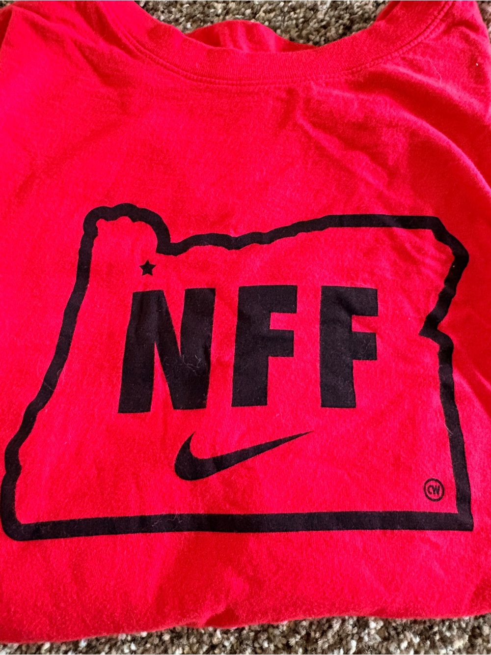 Nike Red Tee with White Swoosh and Text